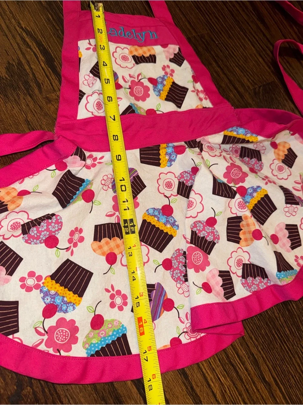 Personalized Pink Cupcake Print Kids Apron  “Madelyn”